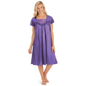 Collections Etc Lace Inset Tricot Nightgown - Elegant Sleepwear - 1 of 4