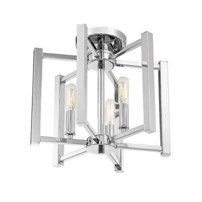 Benson Matte Black 3-Light Industrial Semi-Flush Mount