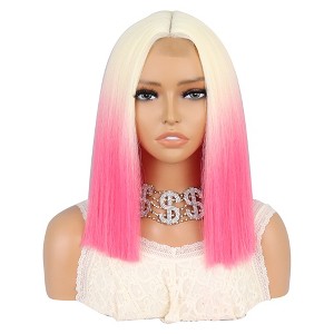 Unique Bargains Women's Medium Long Straight Hair Lace Front Wigs with Wig Cap 14" 1PC - 1 of 4