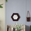 VYNXARIA 18.5" x 18.5" Hexagon Mirror with Solid Wood Frame, Wall Decor for Living Room Bathroom Hallway, Dark Brown - 2 of 4
