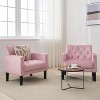 TYBOATLE Tufted Black Leather Accent Chair, Mid-Century Armchair for Office, Living Room, Bedroom - 3 of 4
