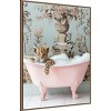 Amanti Art Leopard Pink Bubble Bath by Niky Rahner Framed Canvas Wall Art - 2 of 4