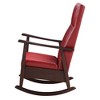 Rubber Wood and Plywood Rocking Chair with Tight Cushions, Curved Rocker Rails and Foam Padding for Living Room - 3 of 4