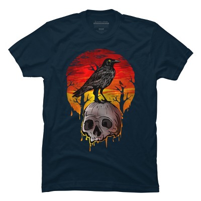 Men's Design By Humans RAVEN & SKULL By akhyarisme T-Shirt