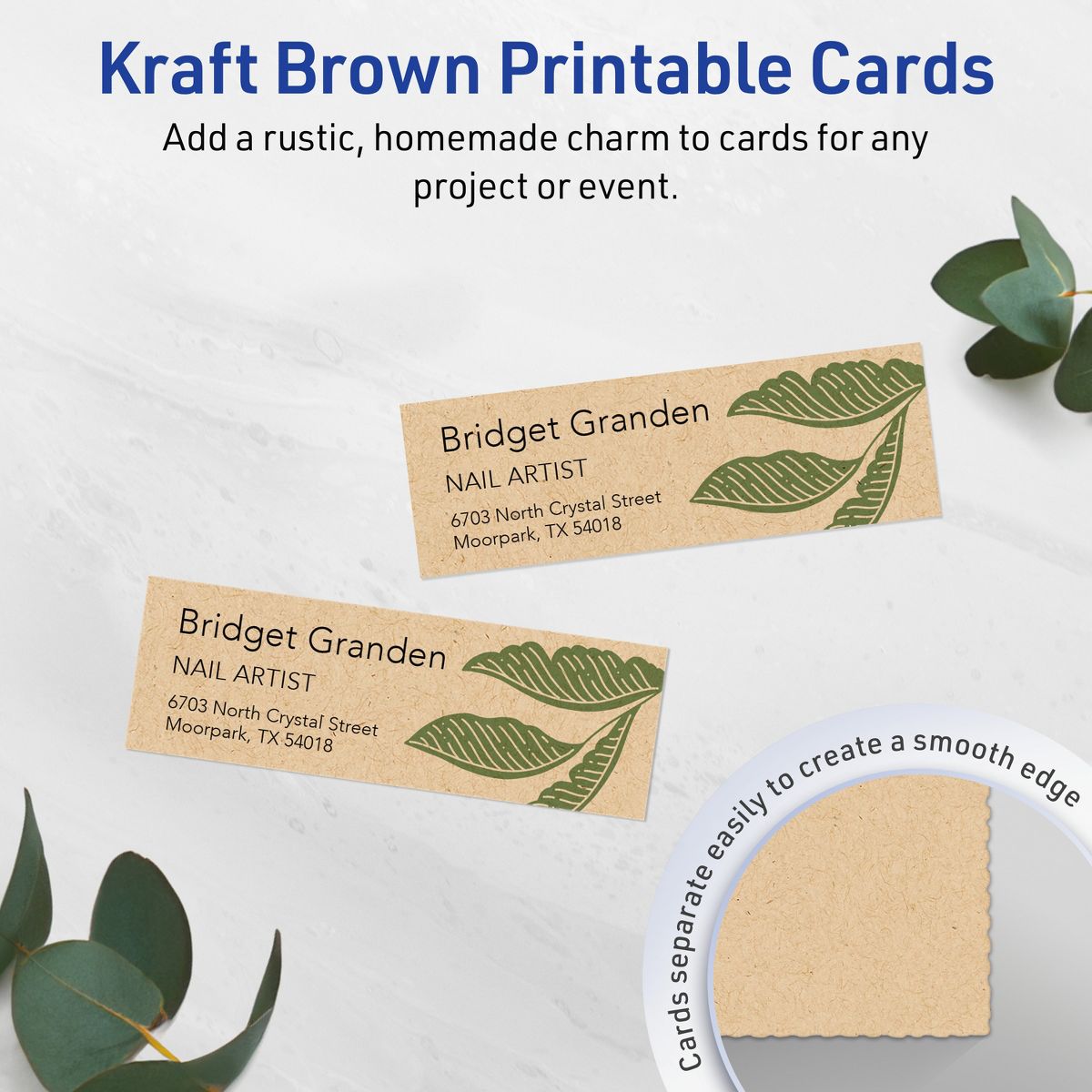 1" x 3" Rectangle, Kraft Brown Business Cards - thumbnail 2