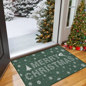 Garvee Christmas Door Mat for Front Door with Non-Slip Backing Durable Doormat Perfect for Outside Entrance Matt Outdoor/Indoor Red Christmas - 1 of 4