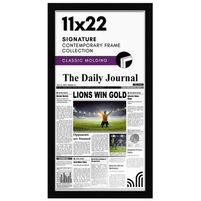 Americanflat 11x22 Newspaper Frame with plexiglass - Assorted Media Article Cover Frame - Available in a variety of Colors