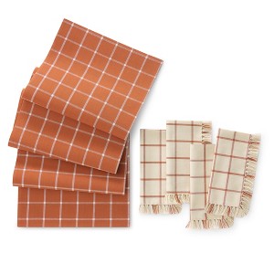 Harvest Windowpane Table Runner and 4-Piece Napkin Set - Multicolor - 13" x 70" & 17"x17" - Elrene Home Fashions - 1 of 4