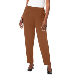 Jessica London Women's Plus Size Stretch Knit Crepe Straight Leg Pants - 1 of 4