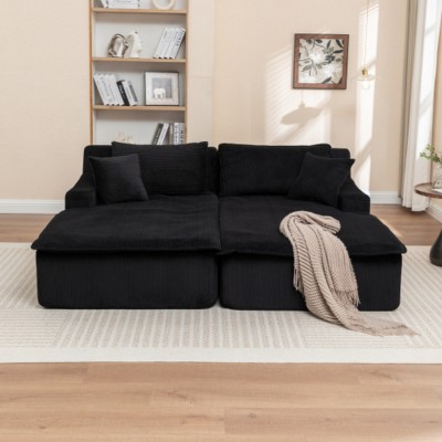Modern Corduroy Chaise Lounge Chair Set of 2, Oversized Sleeper Sofas with High-Resilience Foam for Bedroom or Living Room – The Pop Home
