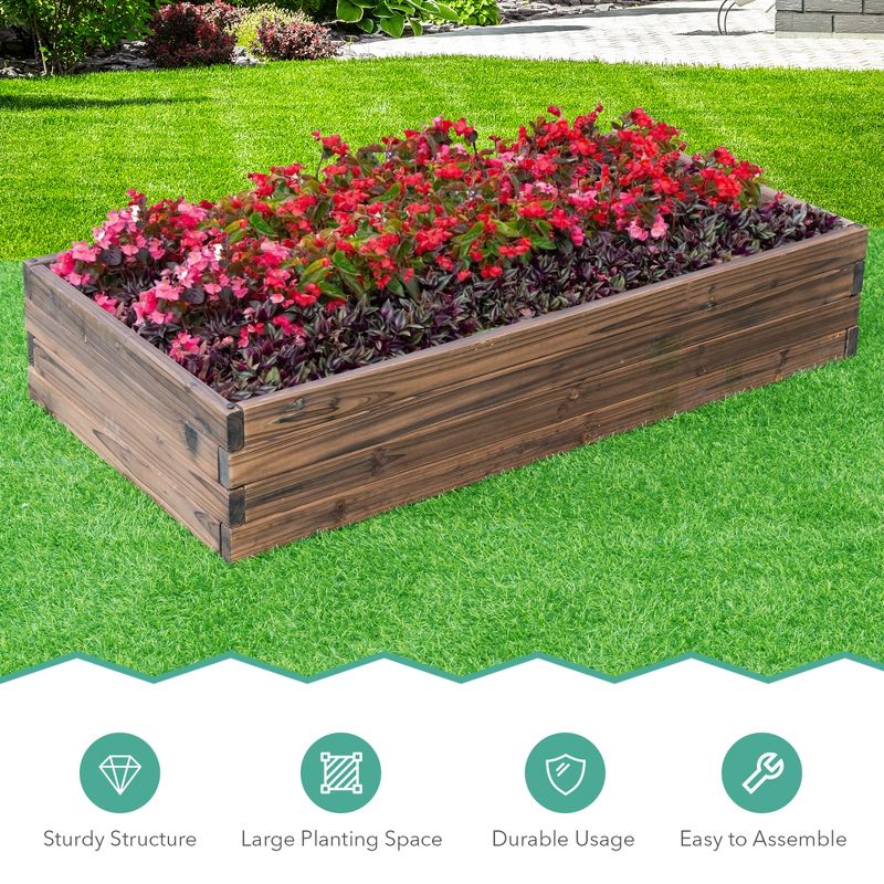 Costway Wooden Raised Garden Bed Kit - Elevated Planter Box For Growing Herbs Vegetable, 4 of 11