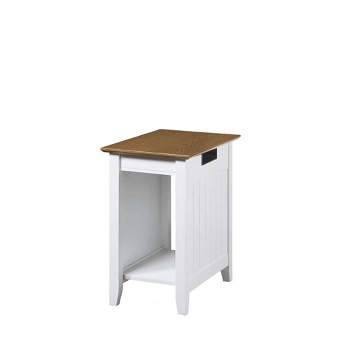 Edison End Table with Charging Station Driftwood/White - Breighton Home