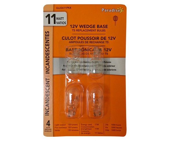 Paradise Garden 4 Pack 11W Wedge Bulb Clear