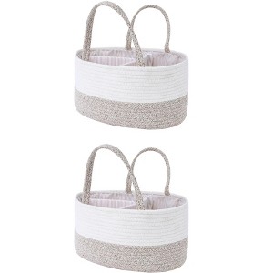 REGALWOVEN Handcrafted Odorless Cotton Rope Storage Basket with Handles and Divider 2 Pcs - 1 of 4