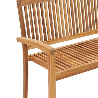 4 ft Anthracite Teak Wood Patio Bench with Cushion