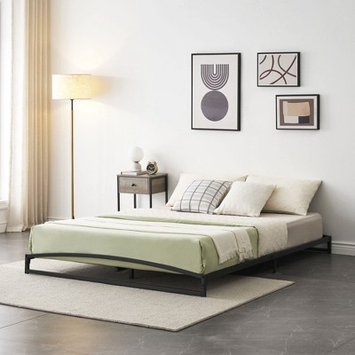 Homhougo 6 Inch Metal Platform Full Size Bed Frame Low Profile with Sturdy Steel Slats Support Black