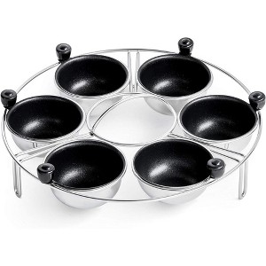 Eggssentials 6 Cup Egg Poacher Insert, 9 inch Stainless Steel with 6 Nonstick Egg poacher Cups, Makes Poached Eggs Simple & Easy, Perfect For any Meal - 1 of 4