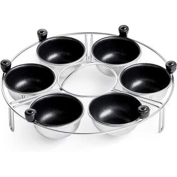 Eggssentials 6 Cup Egg Poacher Insert, 9 inch Stainless Steel with 6 Nonstick Egg poacher Cups, Makes Poached Eggs Simple & Easy, Perfect For any Meal