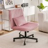 Dsvimoy Task and Office Chair Stylish Cross Legged Chair with Wheels for Home and Office, Pink, 26"*22.5"*11" - 2 of 4