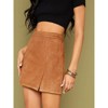 Coolmee Women's High Waist Faux Suede Side Split Bodycon Short Mini Skirt - 4 of 4