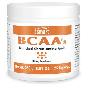 SuperSmart BCAA Powder 2:1:1 (Optimal Ratio) 5g per Day - Unflavored BCAAs Amino Acids | No Artificial Flavor, Non-GMO & Gluten Free - 250g - 1 of 1