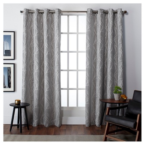 Set Of 2 Finesse Faux Linen Room Darkening Window Curtain Panels ...