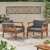 FIONECA Outdoor 4-Seater Chat Set with Cushions, Acacia Wood Loveseat, Coffee Table & 2 Club Chairs, Patio Conversation Set - 4 of 4