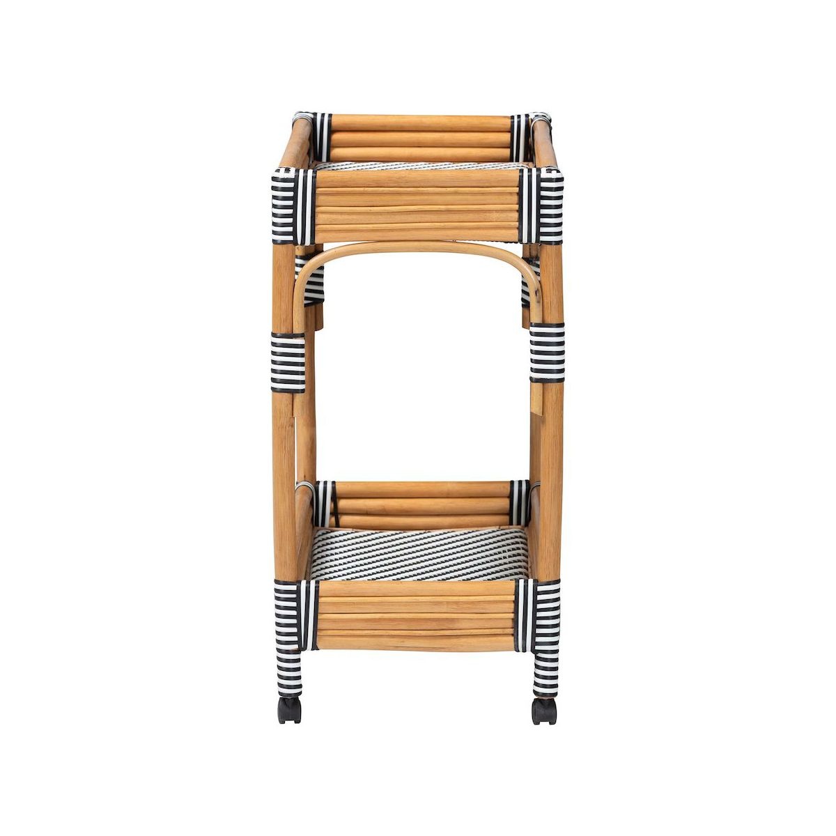 bali & pari,Carmine Natural Rattan Kitchen Cart - 2-Tier Handwoven Wicker Storage Trolley - thumbnail 3
