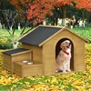 Wooden Dog House, Dog Crate For large dog breeds, Cabin Style Raised Dog Shelter with Asphalt Roof - 2 of 4