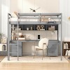 Streamdale Full Size Loft Bed with Desk, Cabinets, Drawers and Bedside Tray, Charging Station, Gray - 3 of 4