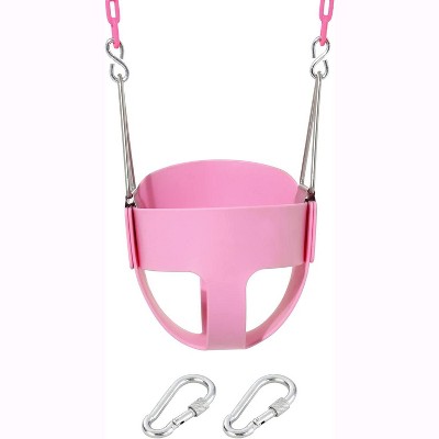 Hotraffy High Back Full Bucket Toddler Swing Seat with Yellow Coated Chains Fully Assembled Baby Swing Set Accessories(pink)