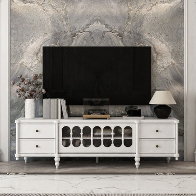 FUFU&GAGA White Classic TV Cabinet: Elegant Design, Ample Storage, User - friendly Features