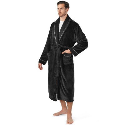 PAVILIA Mens Robe, Soft Bathrobe for Men, Fleece Warm Long Plush Microfiber Shawl Collar Pocket, Bath Shower Spa