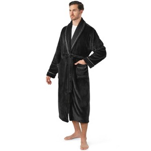 PAVILIA Mens Robe, Soft Bathrobe for Men, Fleece Warm Long Plush Microfiber Shawl Collar Pocket, Bath Shower Spa - 1 of 4