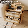 Rattan Nightstand, Bedside Table with 2 Storage Drawer Space, Boho End Table Side Table for Bedroom Living Room Office, Large Night Stand - 3 of 4