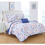 Chic Home Moselle 8 Piece Reversible Quilt Coverlet Set "Sea, Sand, Surf" Theme Embossed Quilted Design Bed in a Bag Included
