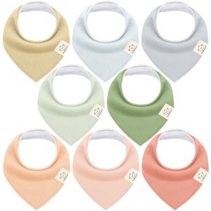 8pk Organic Quin Bandana Bibs, Baby Bibs for Drooling and Teething, Cotton Drool Bibs for Baby Girl, Baby Boy - 1 of 4