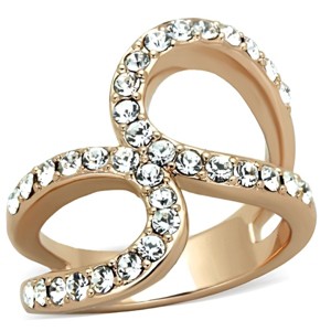 Slickblue Women's Rose Gold Twist Knot Stainless Steel Ring – Clear Synthetic Crystal Accent, Modern Design, size 5–10 - 1 of 4