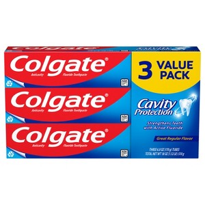 Colgate Cavity Protection Fluoride Toothpaste - Great Regular Flavor - 1 of 4