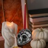 Gallerie II 4" Glittered Skull Head Halloween Taper Candle Holder - Silver/Black - 4 of 4