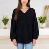 Anna-Kaci Women's V-Neck Tiered Babydoll Top with Long Puff Sleeves - 3 of 4