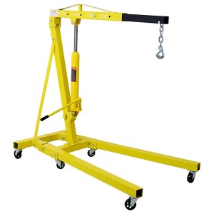 VisioGear 2 Ton Folding Engine Hoist, Cherry Picker Shop Crane Hoist Lift with 6 Caster Wheels, Yellow, 63.5"*38"*102.5" - 1 of 4