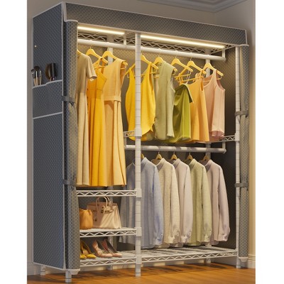 VIPEK V2LC Covered Clothes Rack with Dimmable LED Lights, 3000K Warm White, Freestanding Clothing Rack for Hanging Clothes
