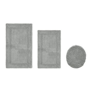 Lux Premium 100% Cotton  Ultra-Soft Tufted Solid Reversible 3 Piece Bath Rug Set, Water-Absorbent, Durable, Machine Washable Bathroom Rug - 1 of 4