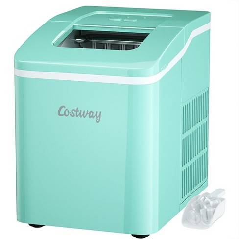 Costway Portable Ice Maker Machine Countertop 26lbs/24h Self-cleaning W/  Scoop Silver\green : Target