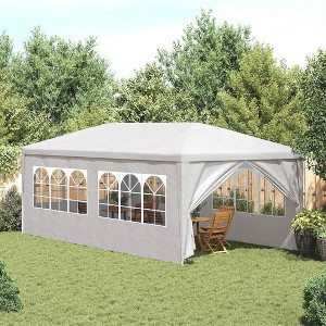 Aghana Digitals Outdoor White Polyethylene Party Tent 9.8x19.7ft with Durable Steel Frame, Water/UV - 1 of 4