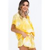 Slickblue Women's Casual Tie-Dye Top, V-Neck Shirt with Short Sleeves, Trendy Style, S, Yellow - 3 of 4