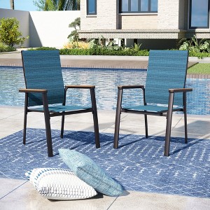 Captiva Designs Outdoor Dining Aluminum Chairs with Quick-dry Textilene & Wood-like Armrests - 1 of 4
