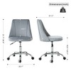 Racxily Armless Office Chair, Velvet Office Desk with Wheels, Adjustable Swivel Accent Chairs, Vanity Seat for Small Spaces - 3 of 4