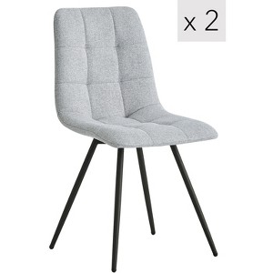 Nordlys Set of 2 Metal and Gray Fabric Dining Chairs, Modern Design Style ,Upholstery , Dining Room - 1 of 4